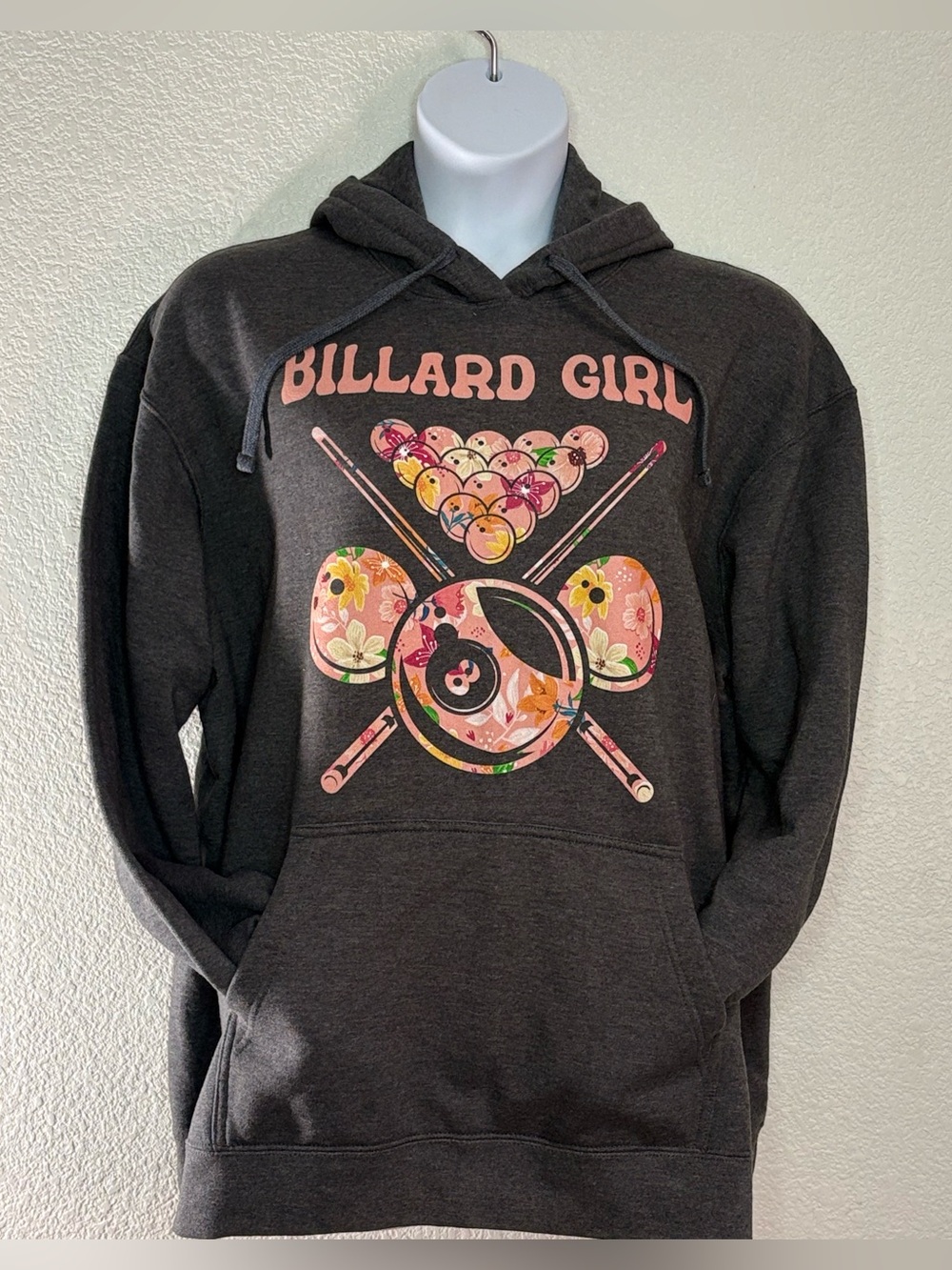 BILLARD GIRL Charcoal Graphic Hoodie Sweater